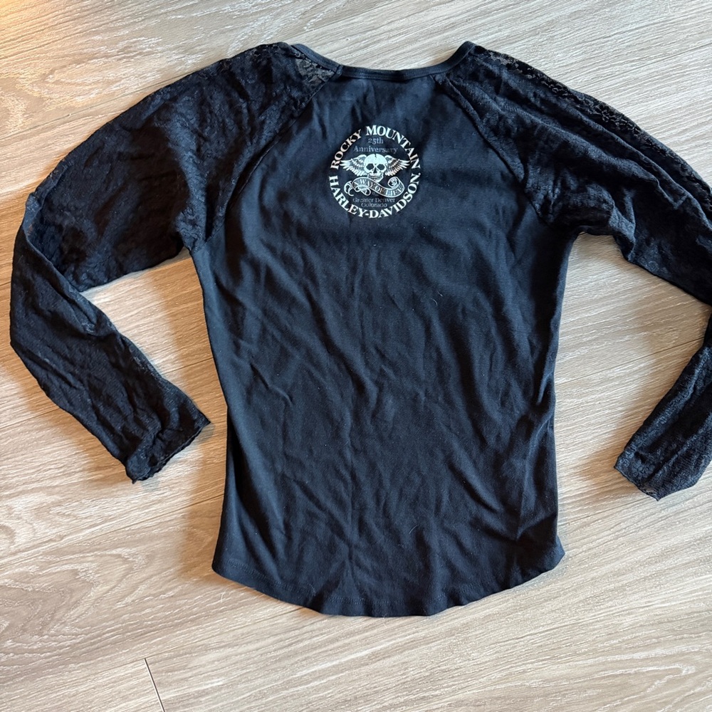 Vintage Harley Davidson lack lace long sleeve top 2003 y2k size XL (medium fit) - Picture 4 of 5